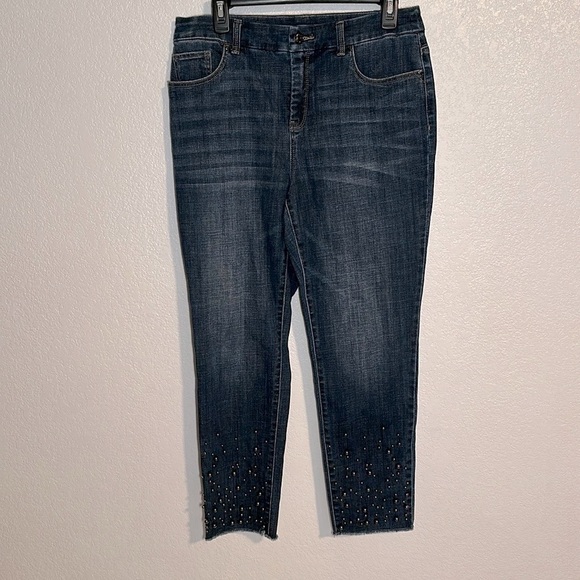 Chicos So Slimming Girlfriend Slim Leg Ankle Beaded Leg Size 8R - Picture 1 of 7